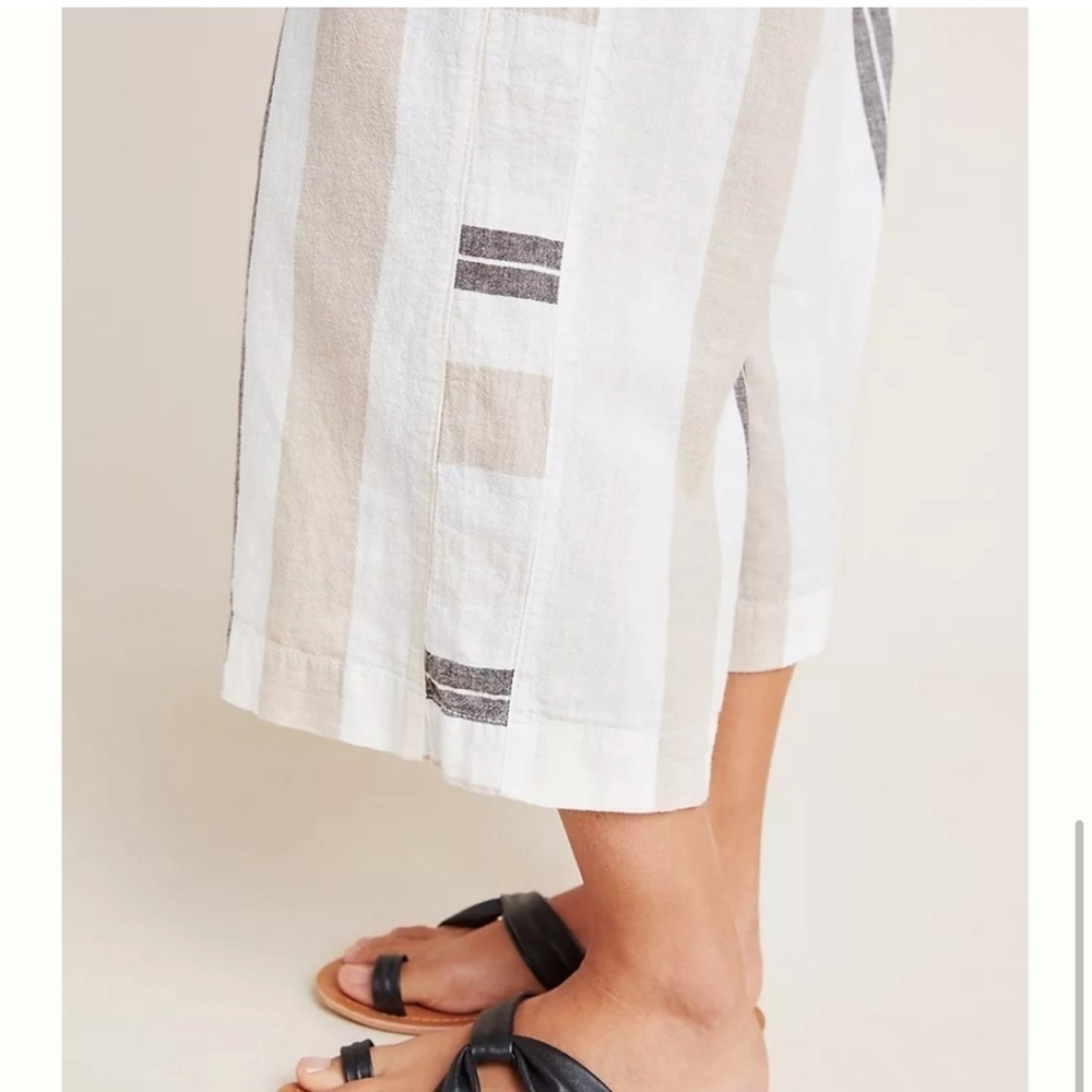 By Anthropologie Cropped Wide Leg
Linen Cotton Gauze Pant Neutral Stripe Size XS - Picture 4 of 13